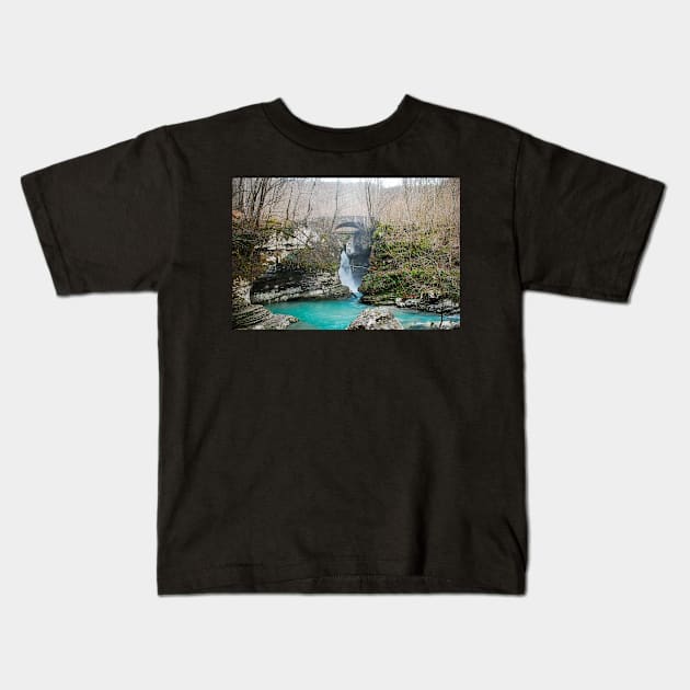 Waterfall on Kozjak River Kids T-Shirt by jojobob